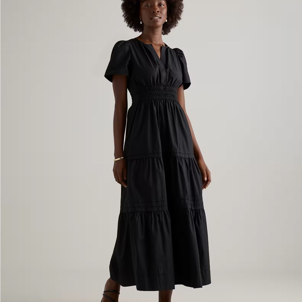 NWT Quince Black Tiered Maxi Dress